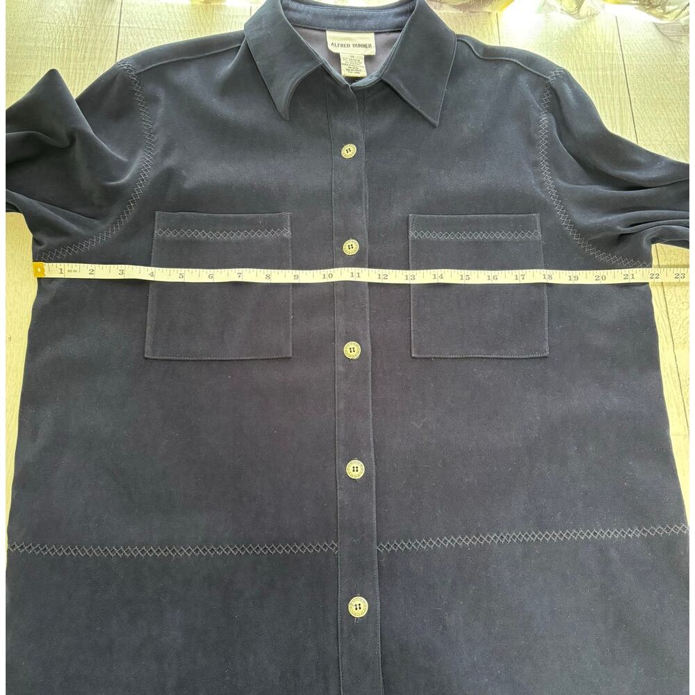 Alfred Dunner Navy Moleskin Button Shirt - Size 10 - Picture 5 of 7
